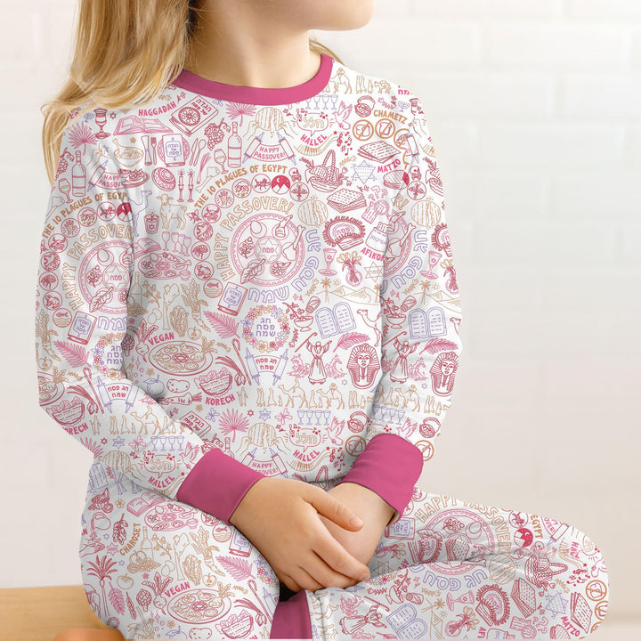 Zweiteiliges Langarm-Pyjama-Set mit Sommerfrüchten