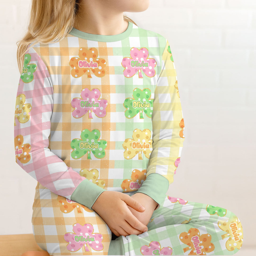 Lucky Shamrock Two Piece Long Sleeve Pajama Set