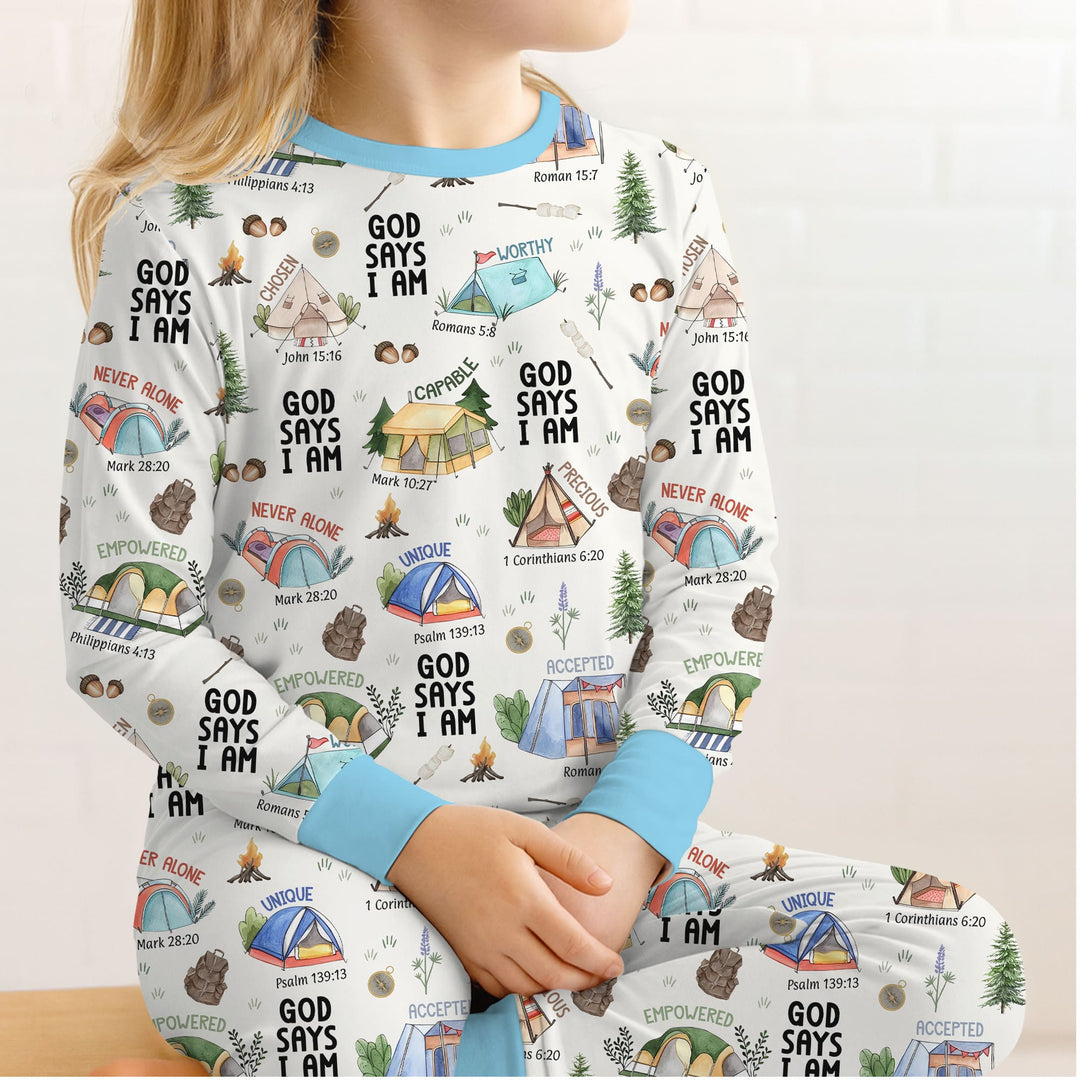 God Says I Am – Adventure Affirmations Two Piece Long Sleeve Pajama Set