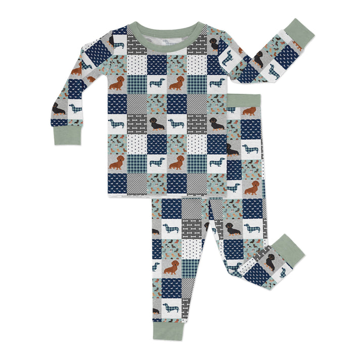 Playful Dachshund Delight Two Piece Long Sleeve Pajama Set