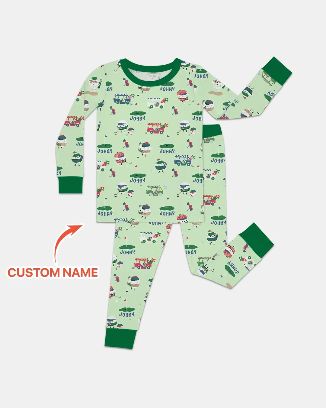 Cute Golf ball Two Piece Long Sleeve Pajama Set