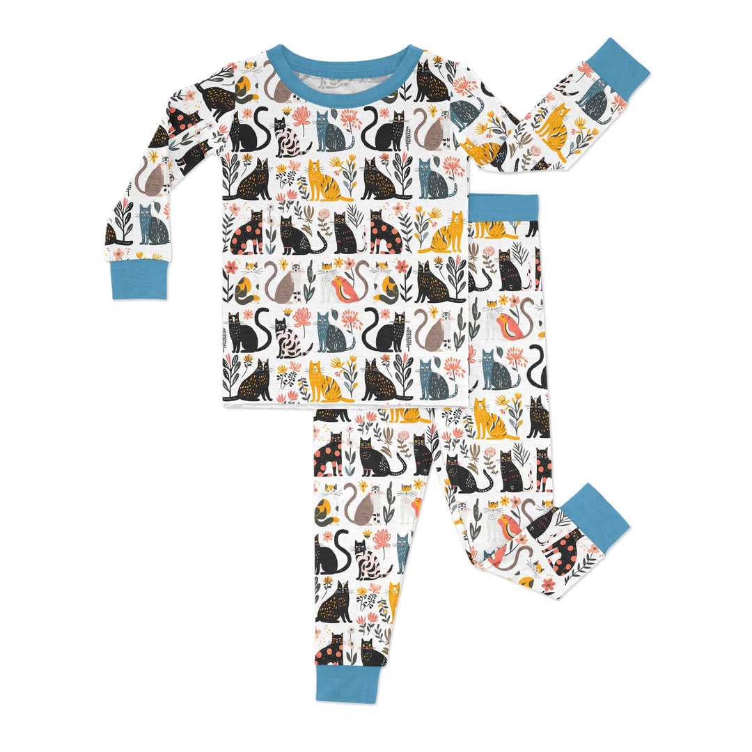 Botanical Cats Two Piece Long Sleeve Pajama Set