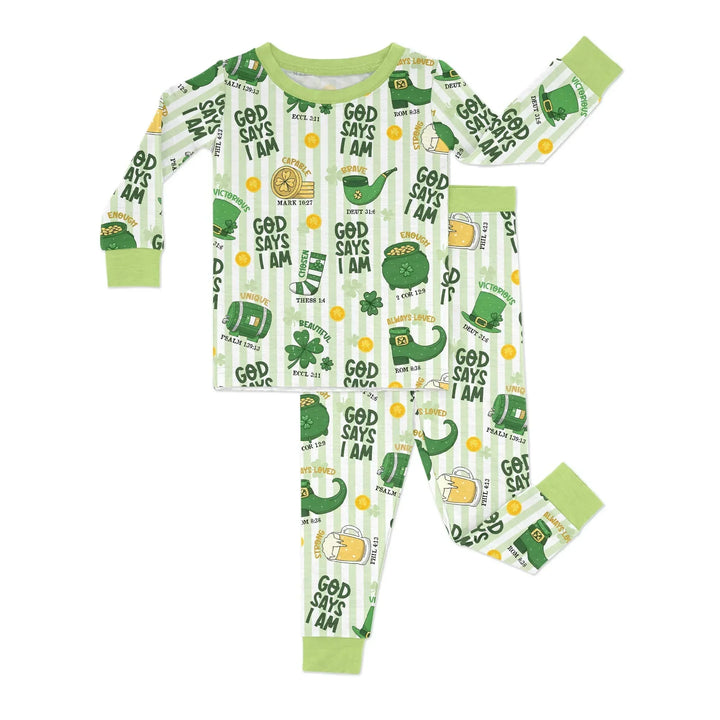 God Says I Am - Lucky & Loved Two Piece Long Sleeve Pajama Set