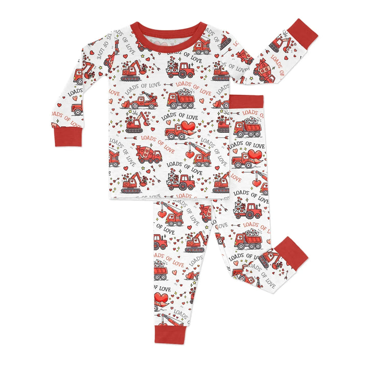 Construction Trucks Loads of Love Two Piece Long Sleeve Pajama Set