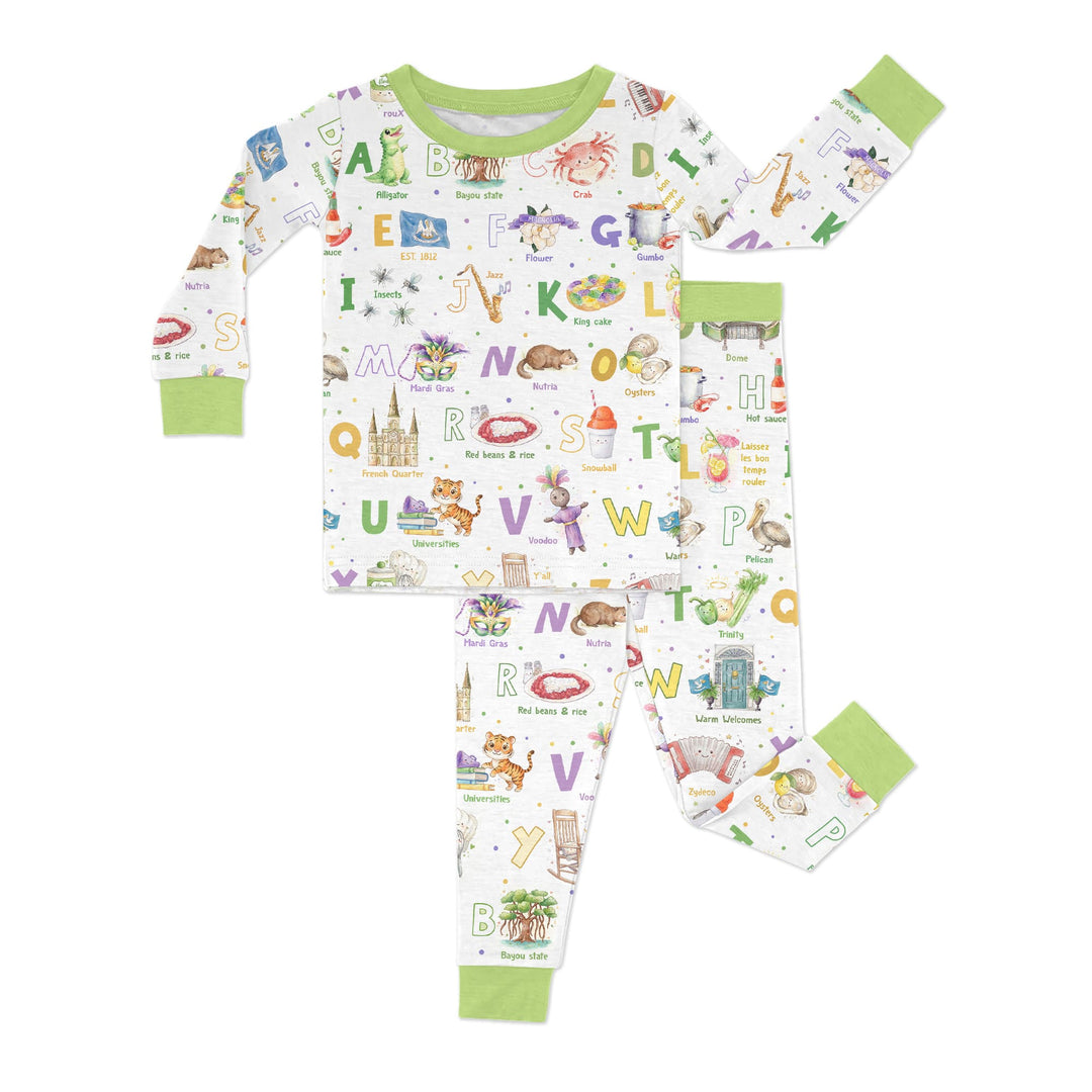 Alphabet of Lousiana Two Piece Long Sleeve Pajama Set
