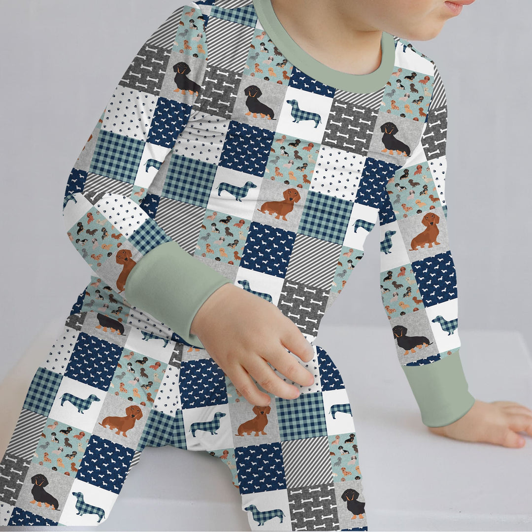 Playful Dachshund Delight Two Piece Long Sleeve Pajama Set