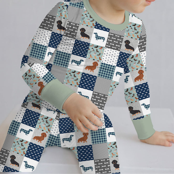 Playful Dachshund Delight Two Piece Long Sleeve Pajama Set