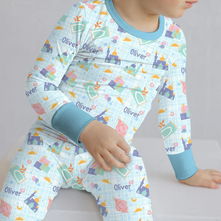 Zweiteiliges Langarm-Pyjama-Set mit Sommerfrüchten