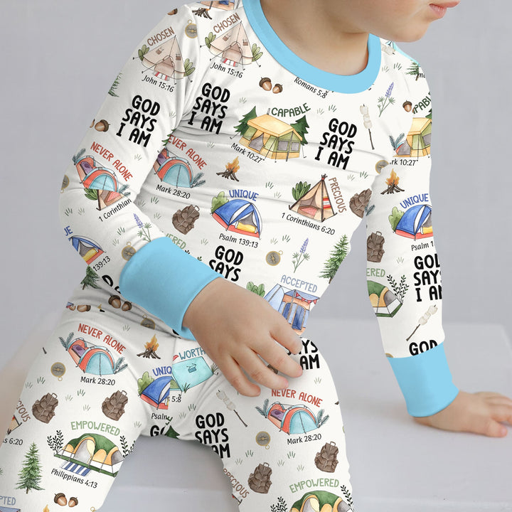 God Says I Am – Adventure Affirmations Two Piece Long Sleeve Pajama Set