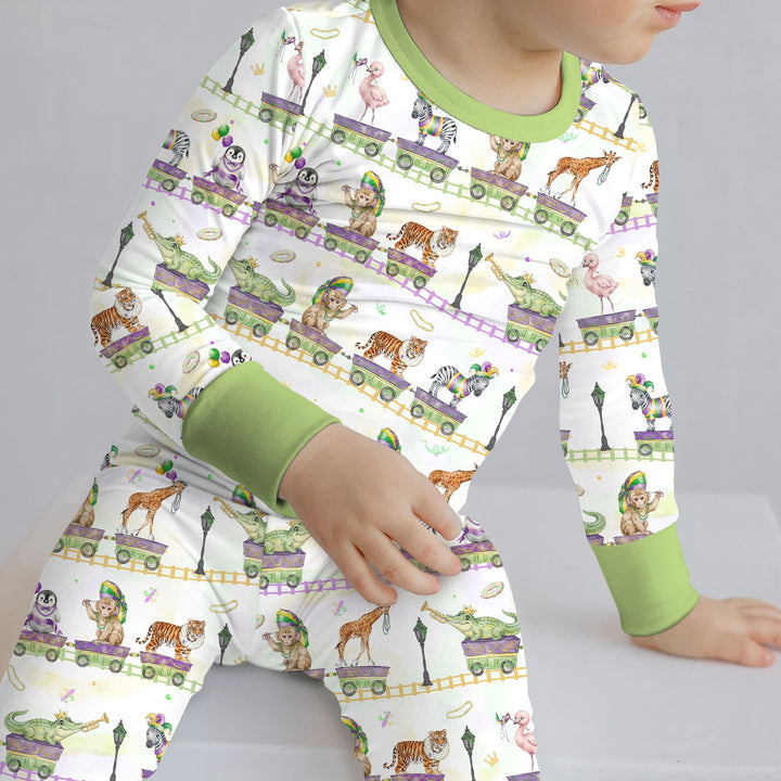 Mardi Gras Jungle Krewe Two Piece Long Sleeve Pajama Set