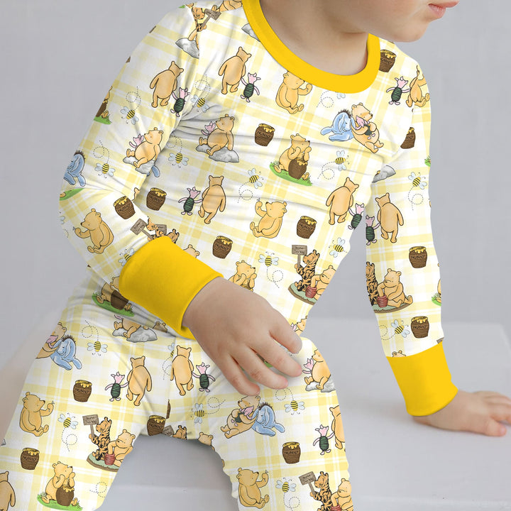 Bear & Friends Yellow Plaid Two Piece Long Sleeve Pajama Set
