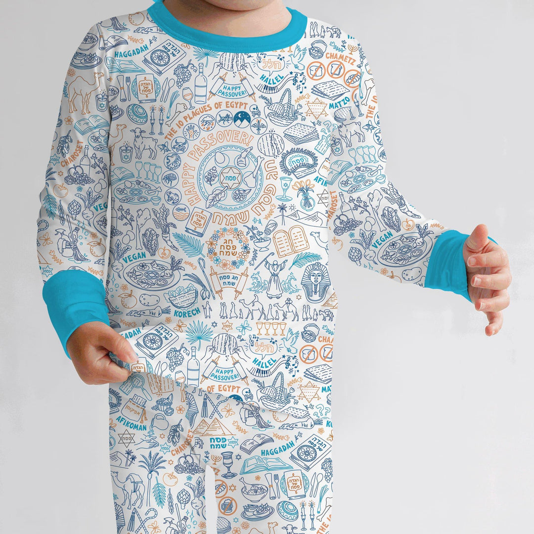 Zweiteiliges Langarm-Pyjama-Set mit Sommerfrüchten