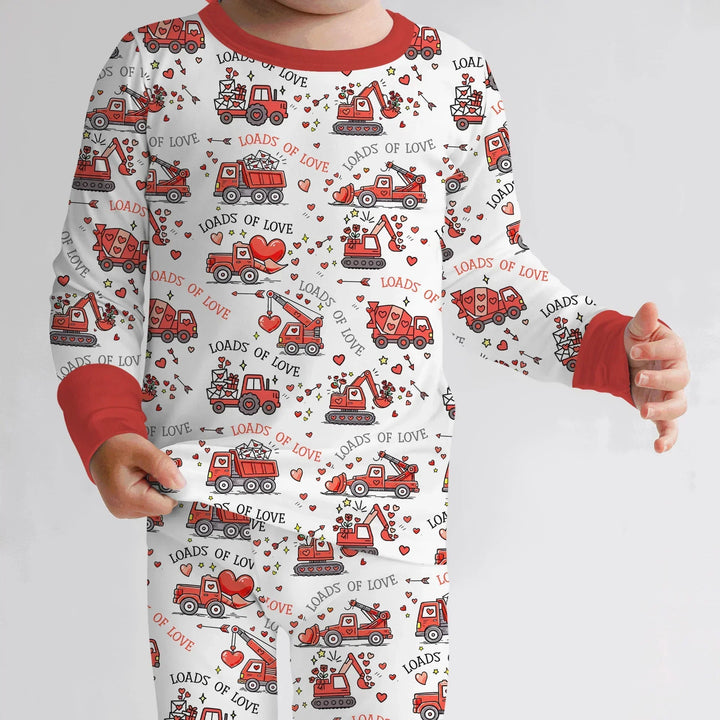 Construction Trucks Loads of Love Two Piece Long Sleeve Pajama Set