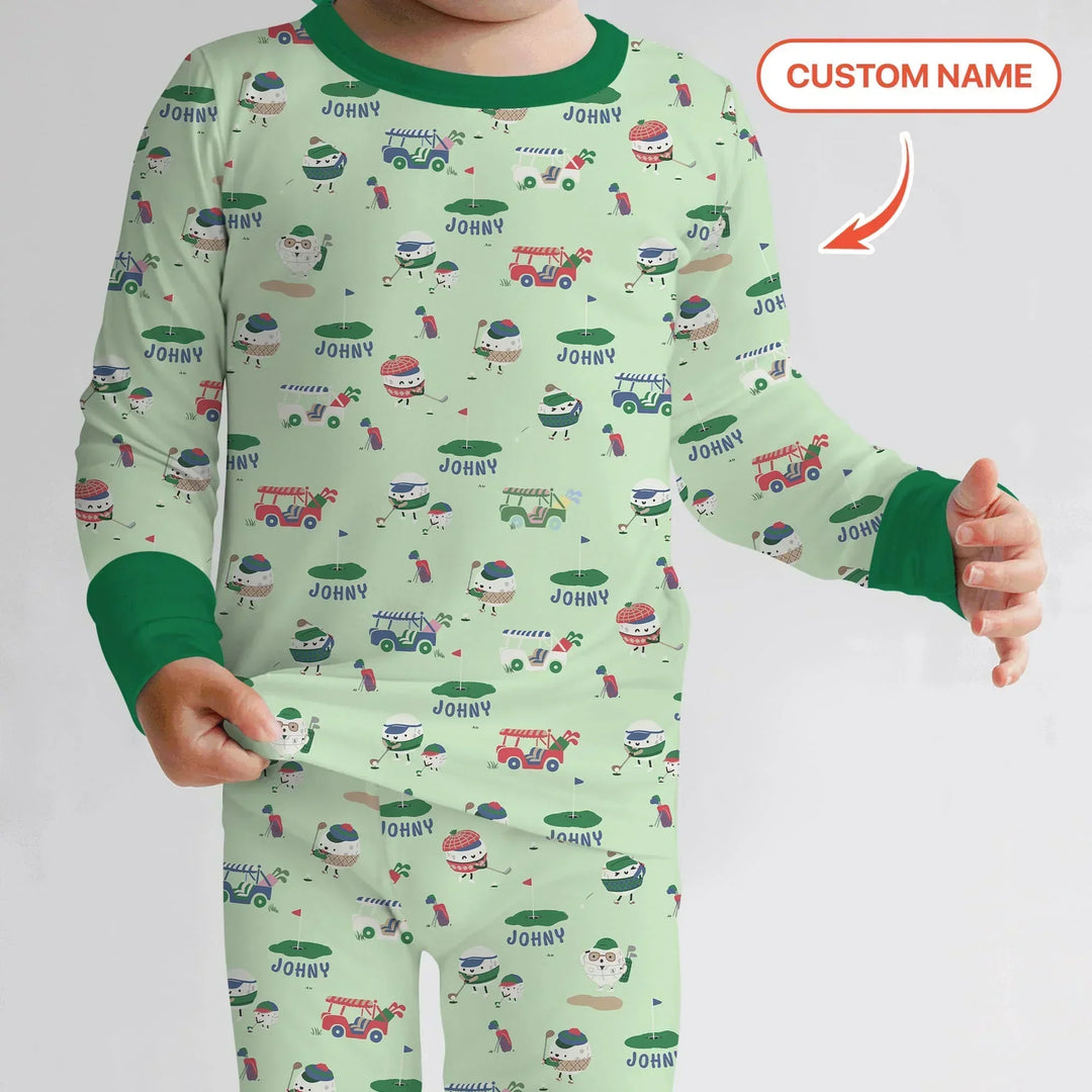 Cute Golf ball Two Piece Long Sleeve Pajama Set