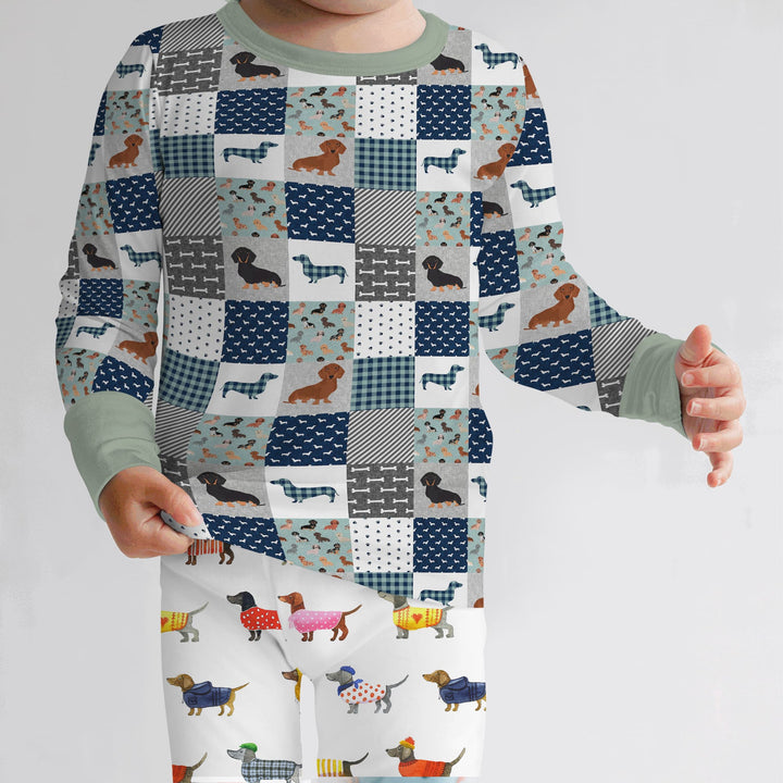 Playful Dachshund Delight Two Piece Long Sleeve Pajama Set
