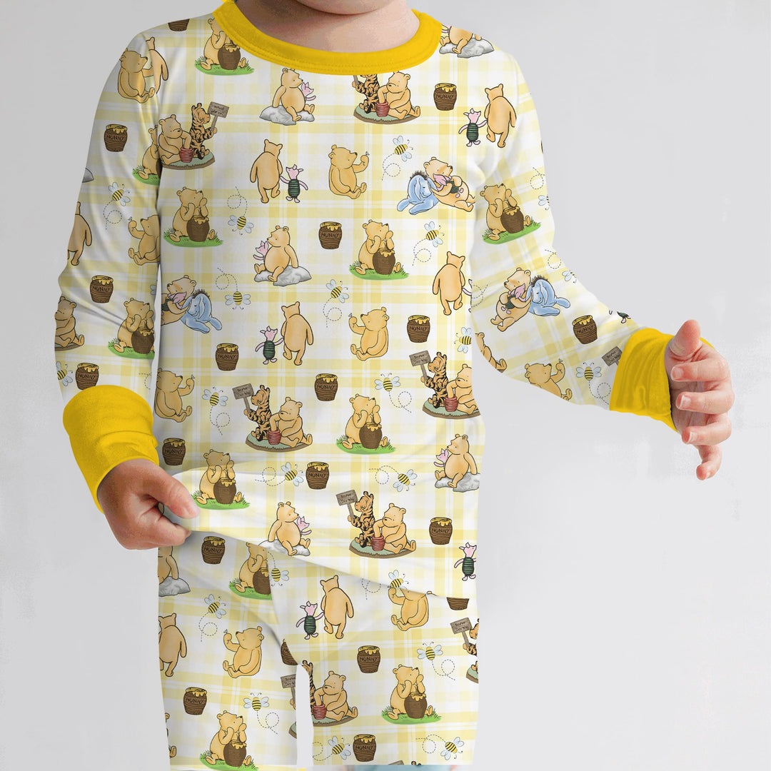 Bear & Friends Yellow Plaid Two Piece Long Sleeve Pajama Set