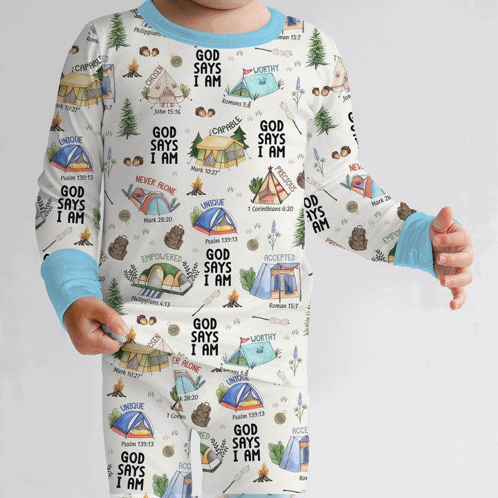 God Says I Am – Adventure Affirmations Two Piece Long Sleeve Pajama Set