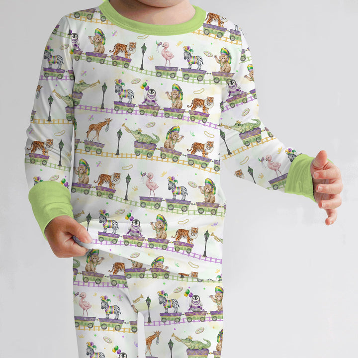 Mardi Gras Jungle Krewe Two Piece Long Sleeve Pajama Set