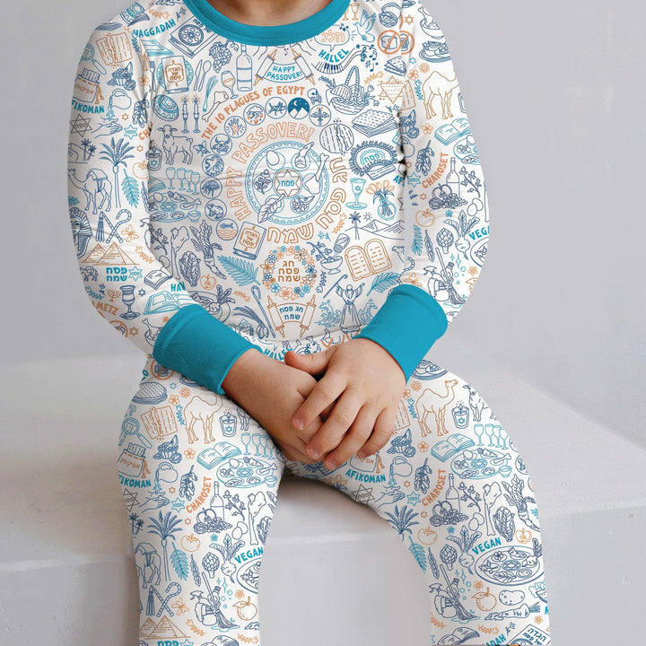 Zweiteiliges Langarm-Pyjama-Set mit Sommerfrüchten