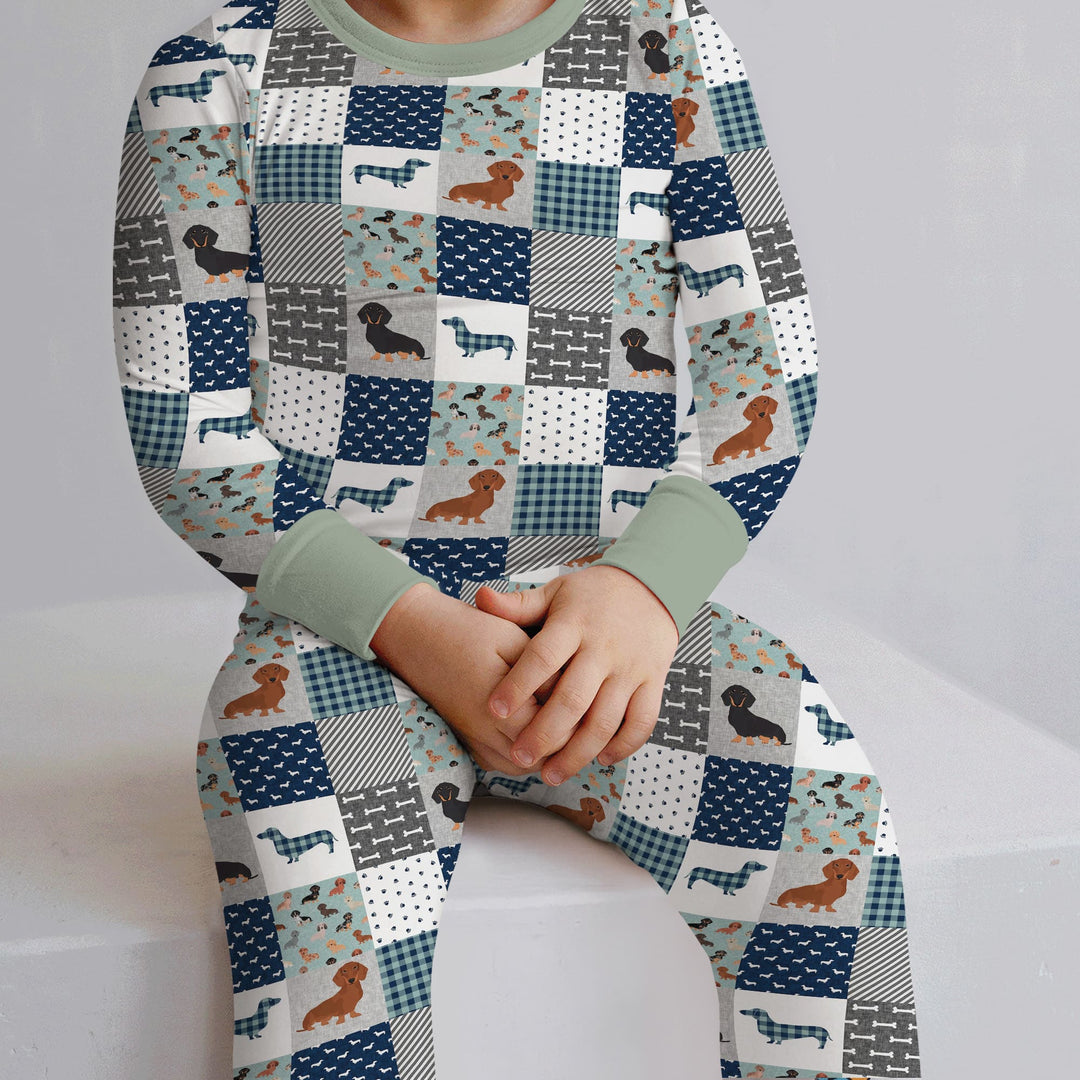 Playful Dachshund Delight Two Piece Long Sleeve Pajama Set