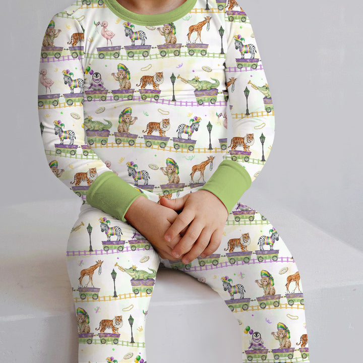 Mardi Gras Jungle Krewe Two Piece Long Sleeve Pajama Set