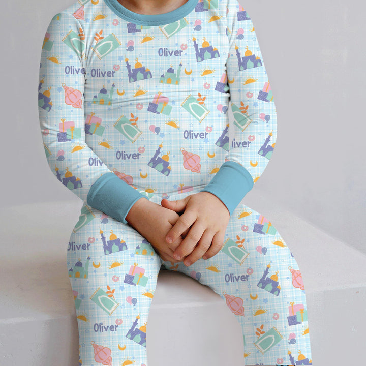 Zweiteiliges Langarm-Pyjama-Set mit Sommerfrüchten