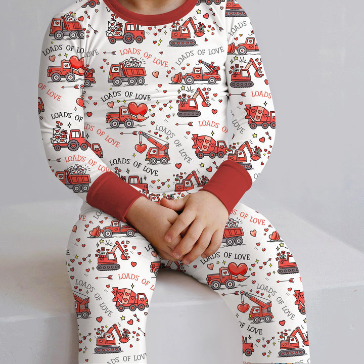 Construction Trucks Loads of Love Two Piece Long Sleeve Pajama Set