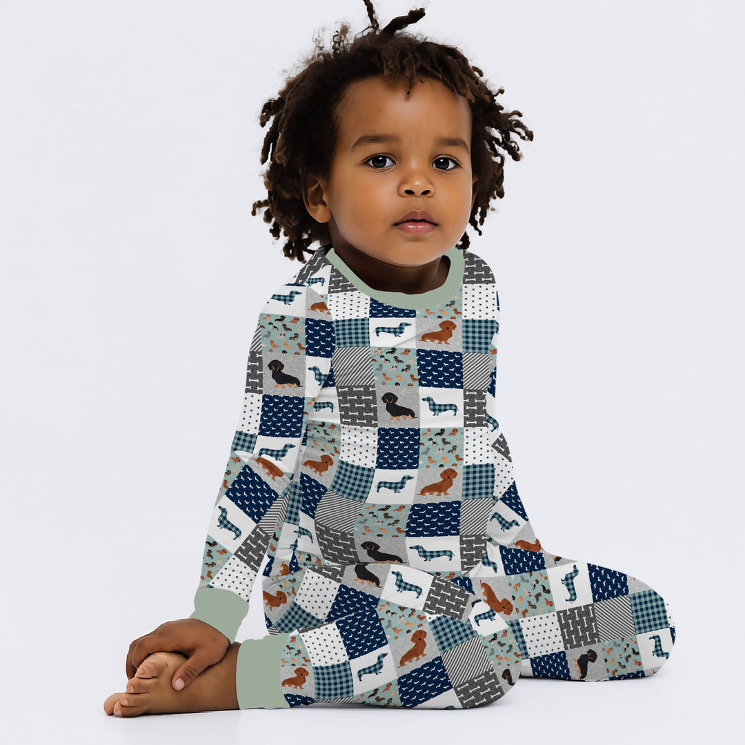 Playful Dachshund Delight Two Piece Long Sleeve Pajama Set