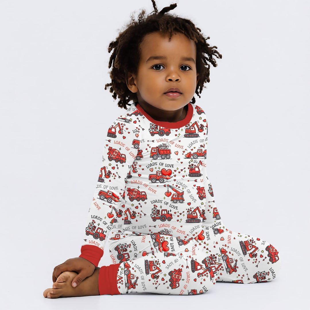 Construction Trucks Loads of Love Two Piece Long Sleeve Pajama Set