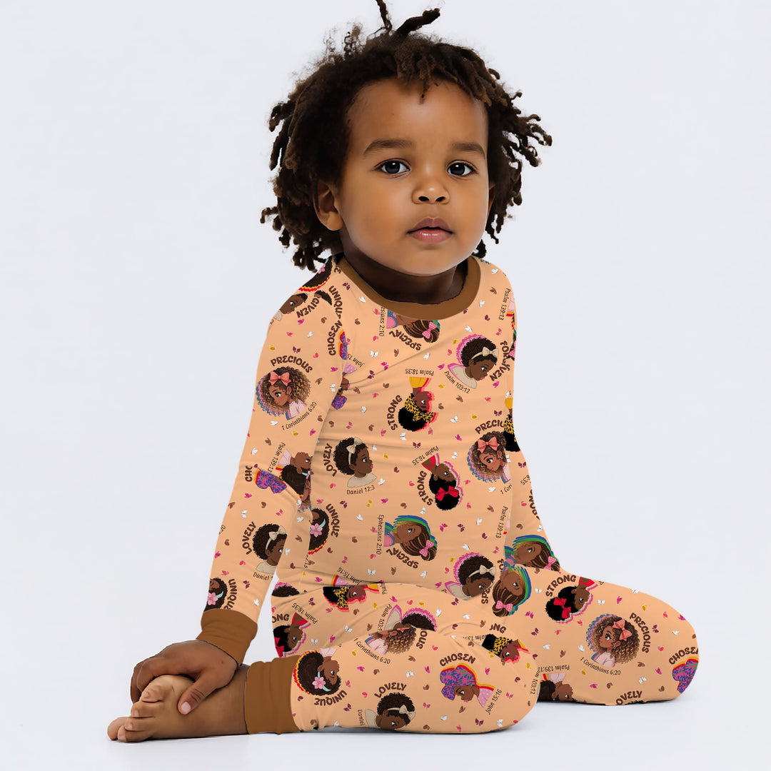 Zweiteiliges Langarm-Pyjama-Set mit Sommerfrüchten