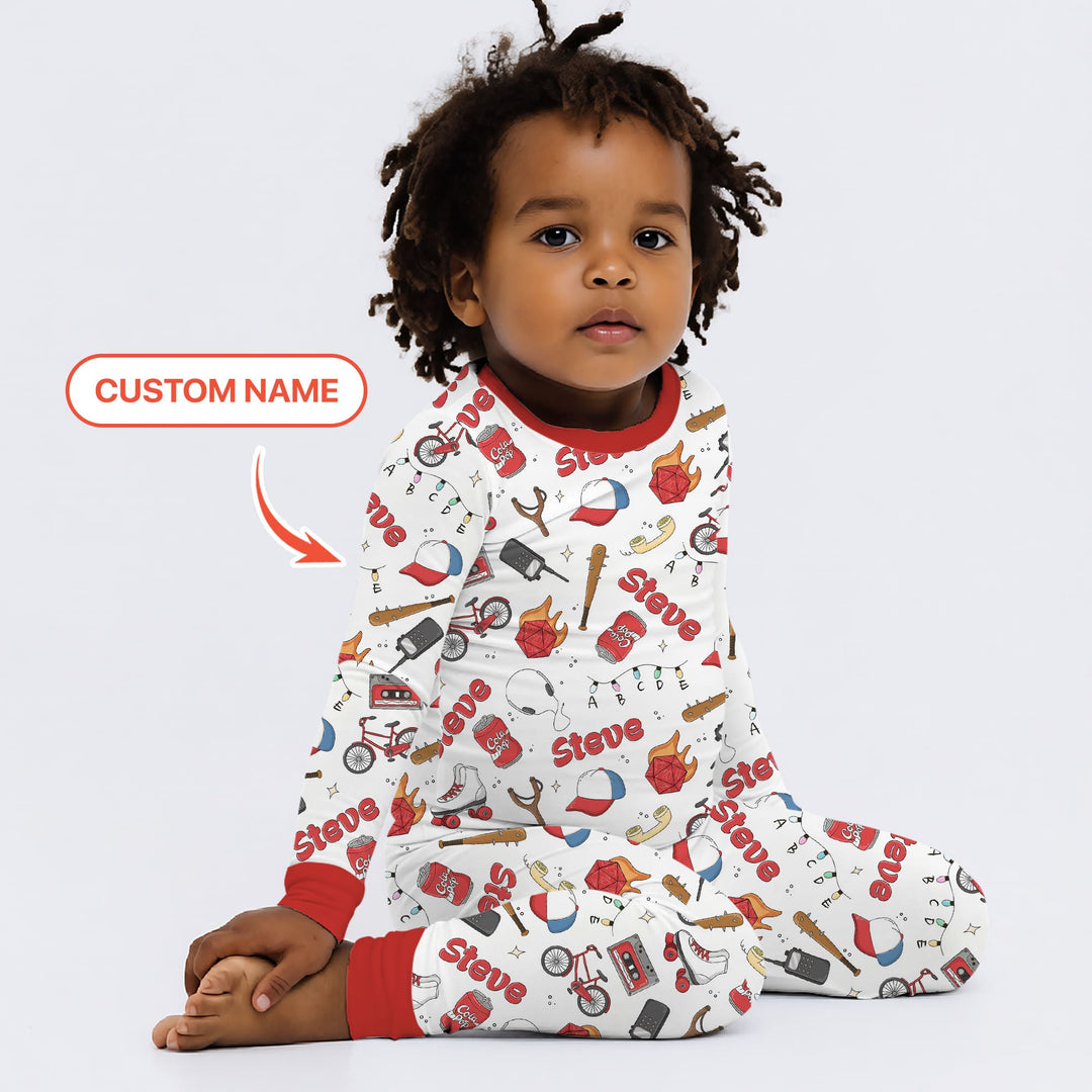 Custom Name Kids Adventure Two Piece Long Sleeve Pajama Set
