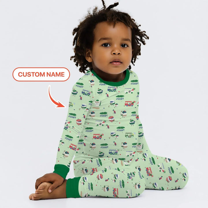 Cute Golf ball Two Piece Long Sleeve Pajama Set