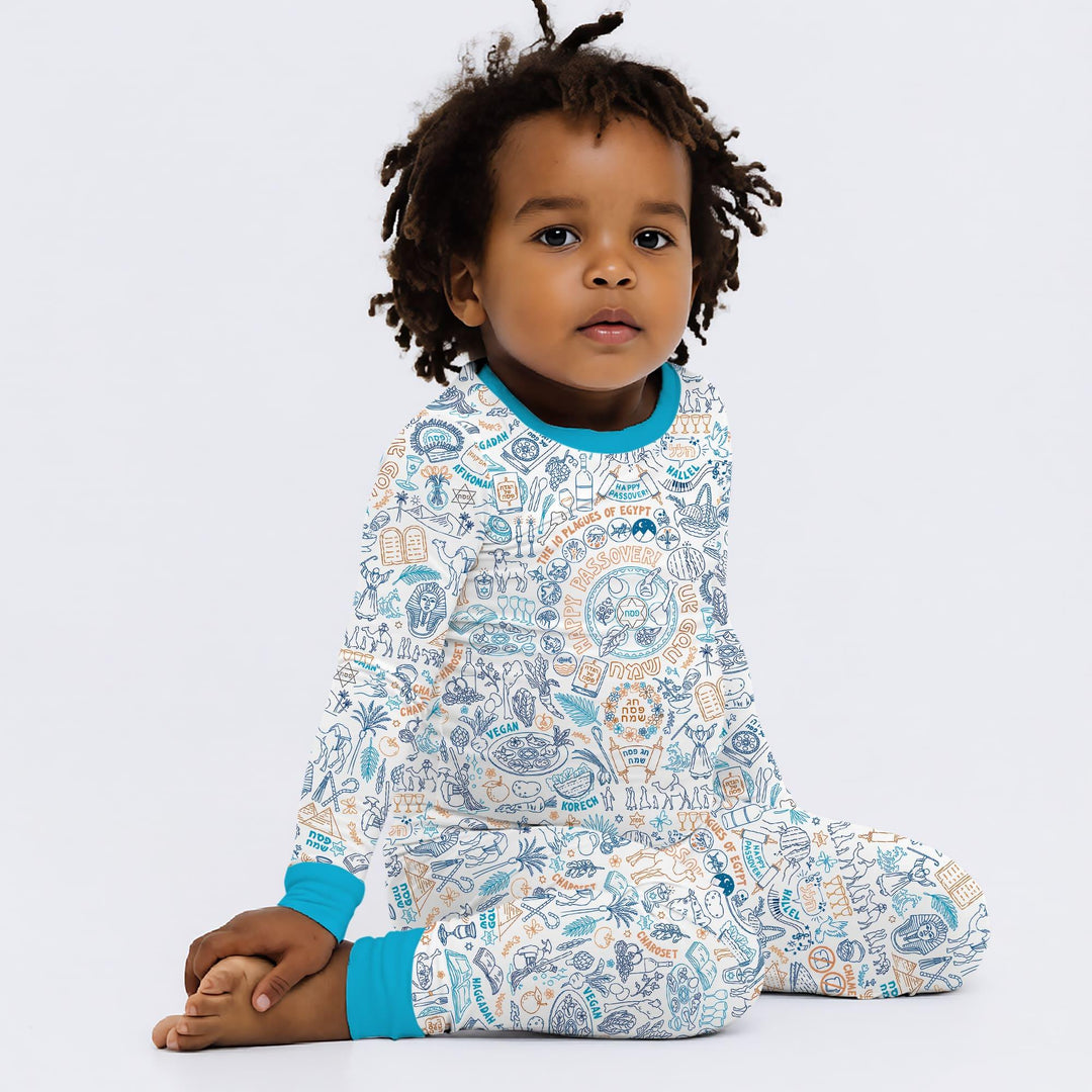 Zweiteiliges Langarm-Pyjama-Set mit Sommerfrüchten