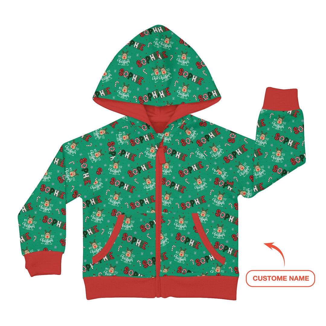 Custom Name "My First Christmas" Zip Hoodie