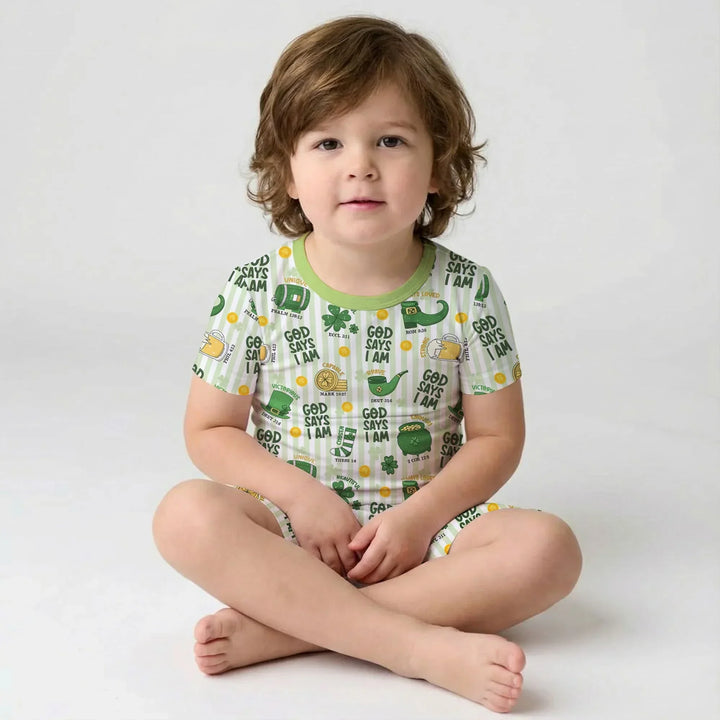 God Says I Am - Lucky & Loved Two Piece Short Sleeve Shorts Pajama Set