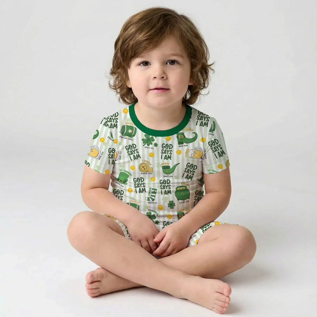 God Says I Am - Lucky & Loved Two Piece Short Sleeve Shorts Pajama Set