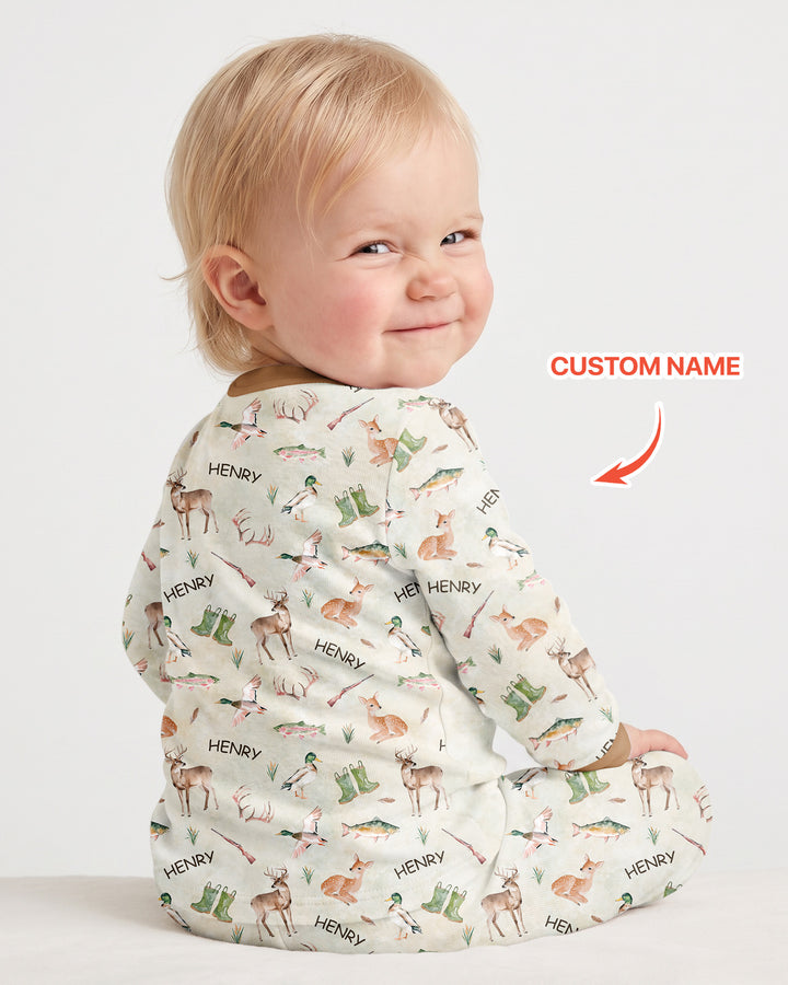 Is It Too Soon To Go Hunting Custom Name Bamboo Two Piece Long Sleeve Pajama Set
