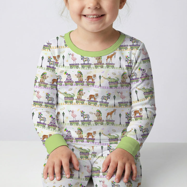 Mardi Gras Jungle Krewe Two Piece Long Sleeve Pajama Set