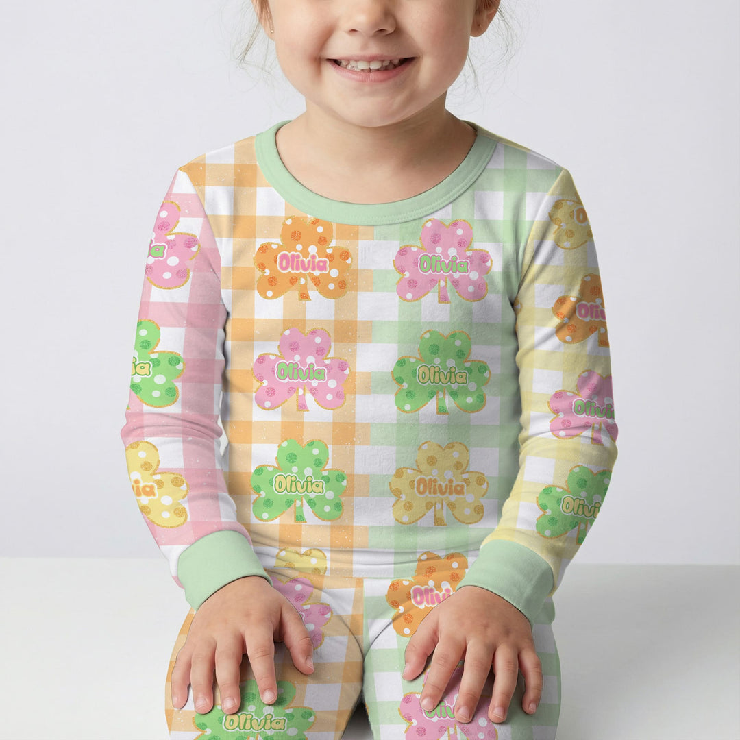 Lucky Shamrock Two Piece Long Sleeve Pajama Set