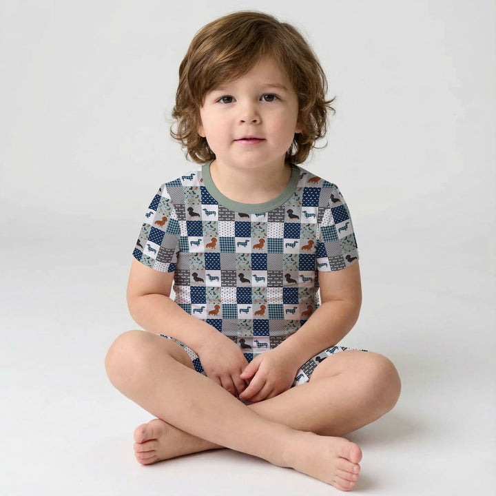 Playful Dachshund Delight Two Piece Short Sleeve Shorts Pajama Set