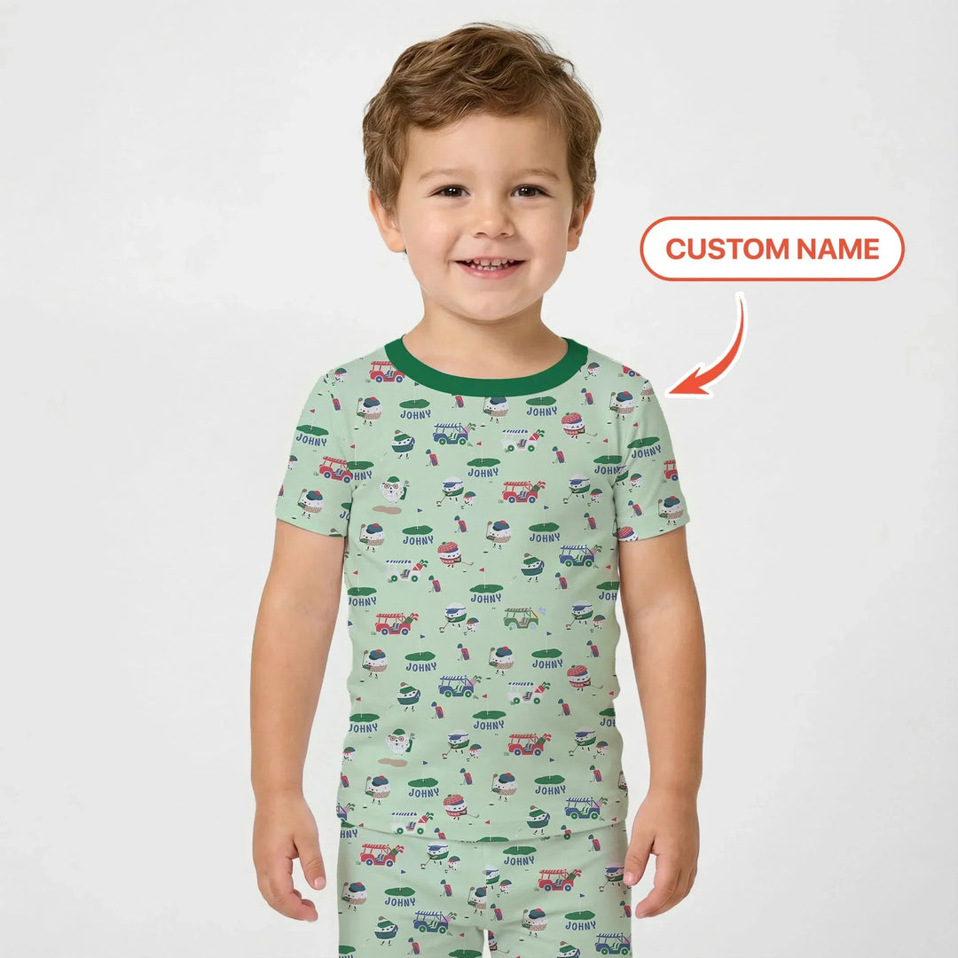 Cute Golf ball Two Piece Short Sleeve Pajama Set