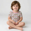 Floral Dachshund Grace Bamboo Two Piece Short Sleeve Shorts Pajama Set