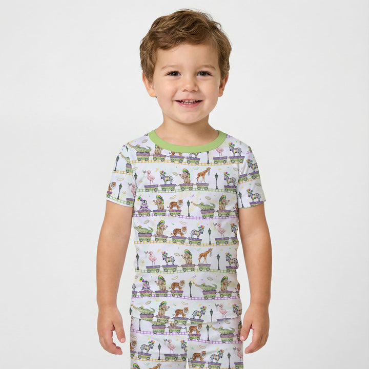 Mardi Gras Jungle Krewe Two Piece Short Sleeve Pajama Set