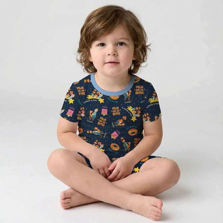 Feliz Dia de Reyes Two Piece Short Sleeve Shorts Pajama Set