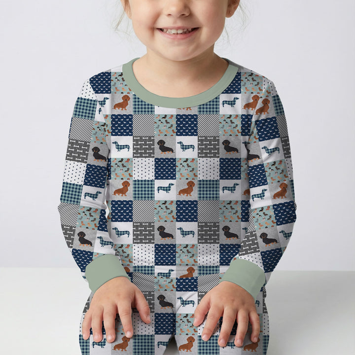 Playful Dachshund Delight Two Piece Long Sleeve Pajama Set