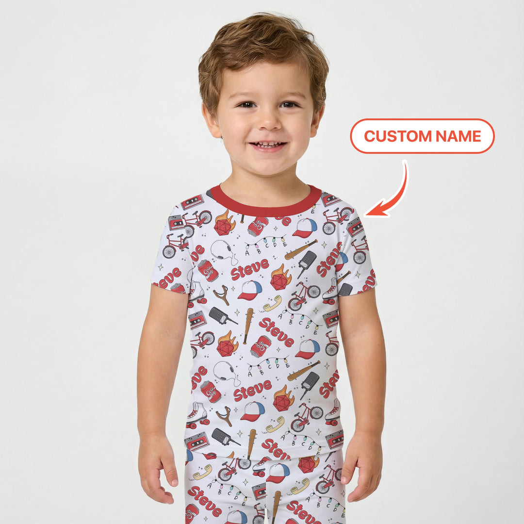 Custom Name Kids Adventure Two Piece Short Sleeve Pajama Set