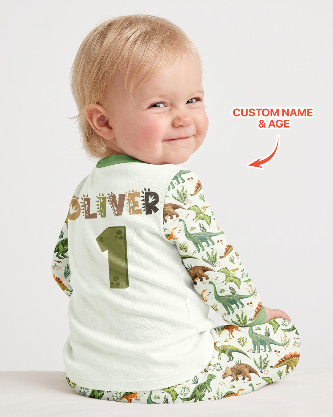 Dinosaur Birthday Boy Bamboo Two Piece Long Sleeve Pajama Set