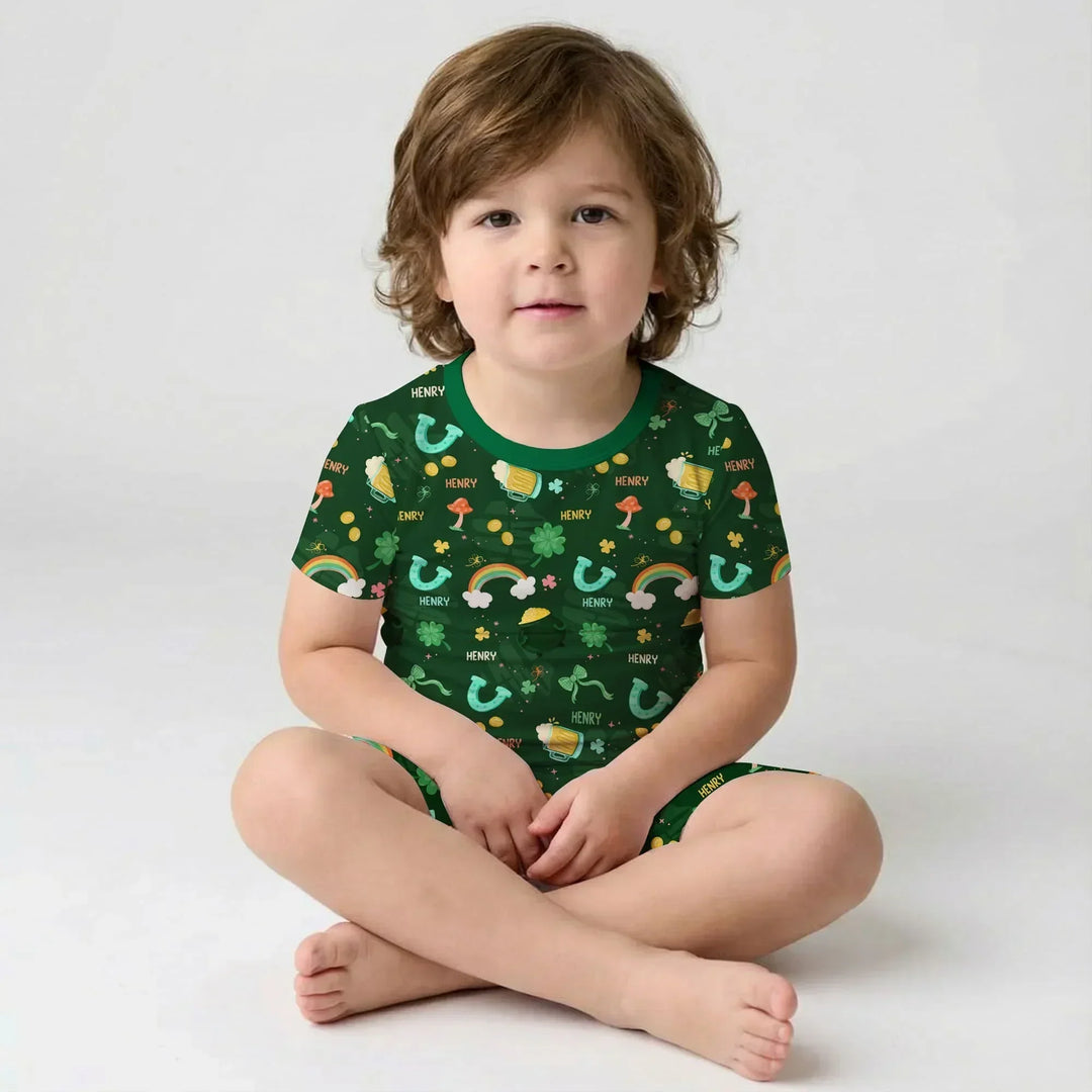 Zweiteiliges Pyjama-Set mit kurzen Ärmeln und Shorts im Sommer-Design