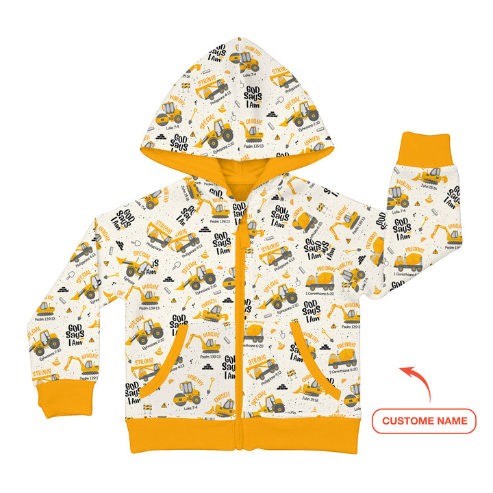 Custom Name God Says I Am Boy Zip Hoodie