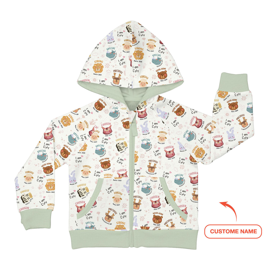 God’s Little Zoo Custom Name  Zip Hoodie